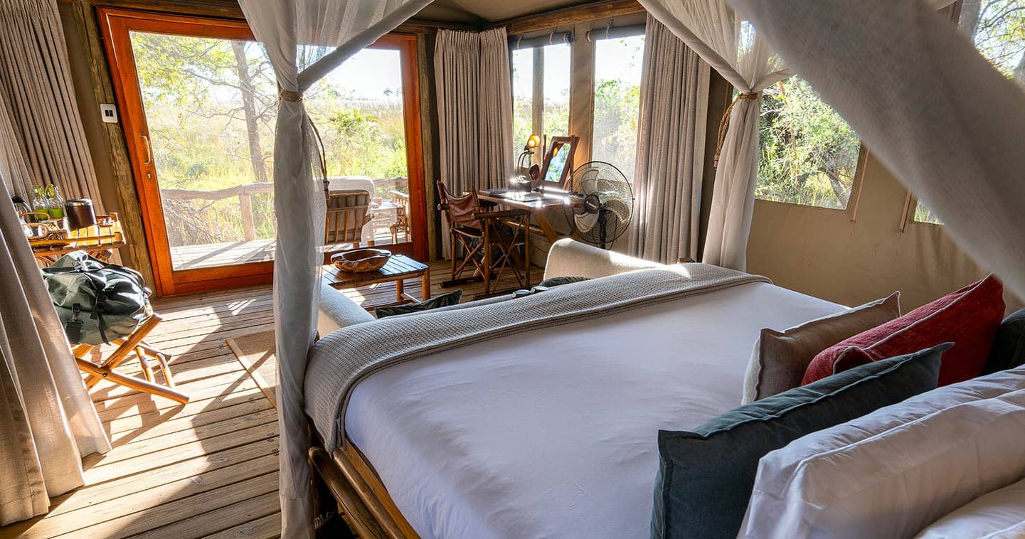 Luxury Bedroom in Camp Xakanaxa in the Moremi Game Reserve
