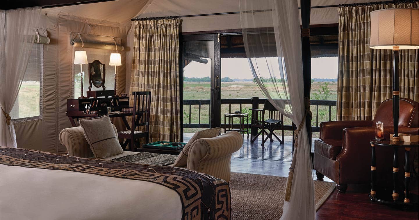 Enjoy the luxury bedroom at Belmond Khwai River Lodge