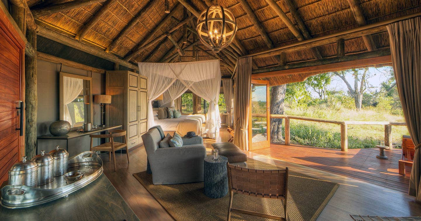 Luxury Lodge Accommodation Lounge at Camp Moremi