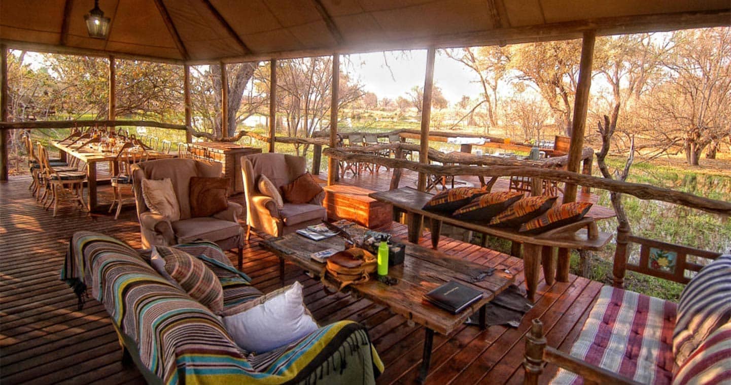 Luxury Lodge Accommodation Lounge at Khwai Tented Camp