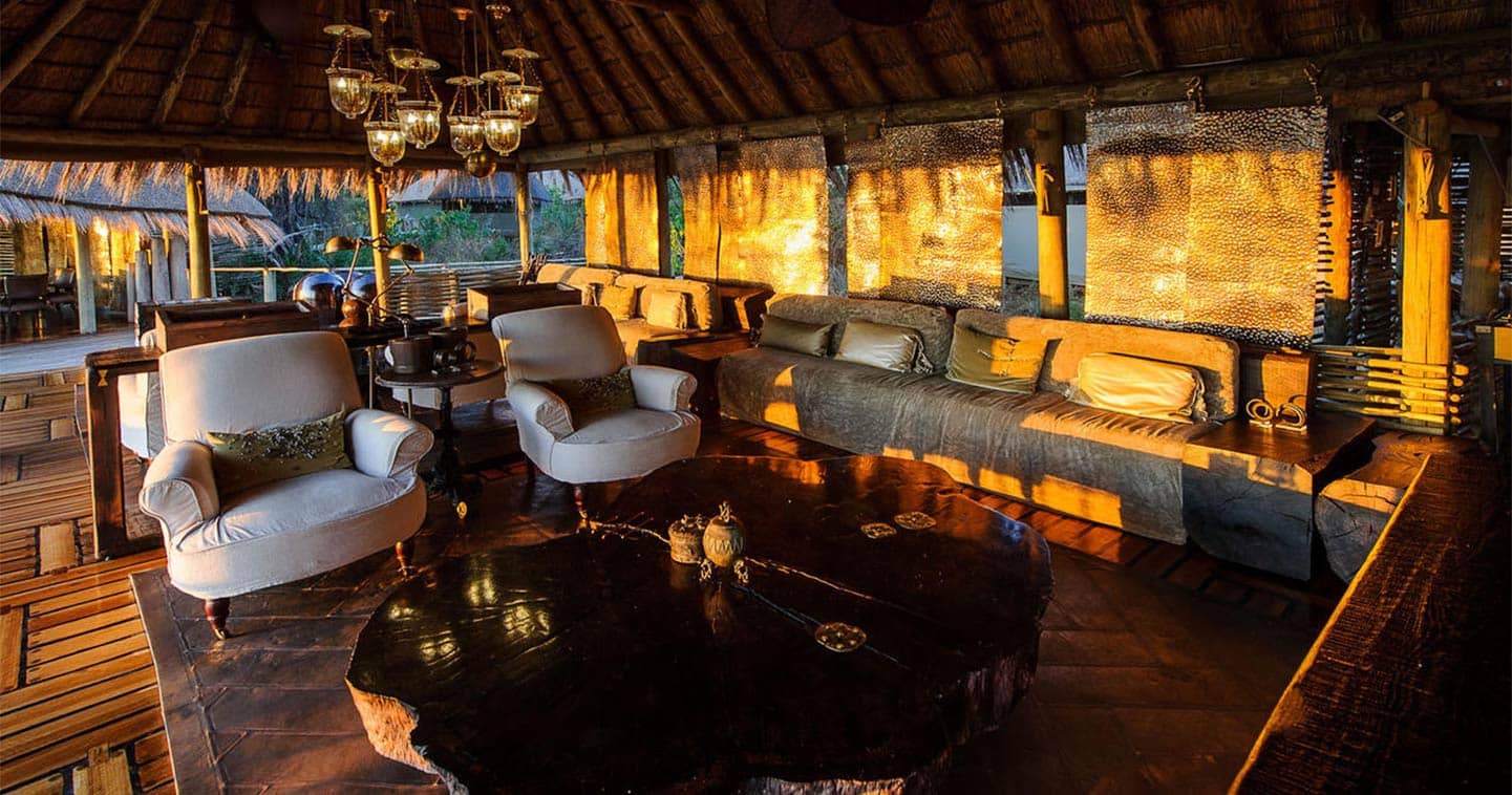 The Lounge at Mombo Camp in the Moremi Game Reserve in Botswana