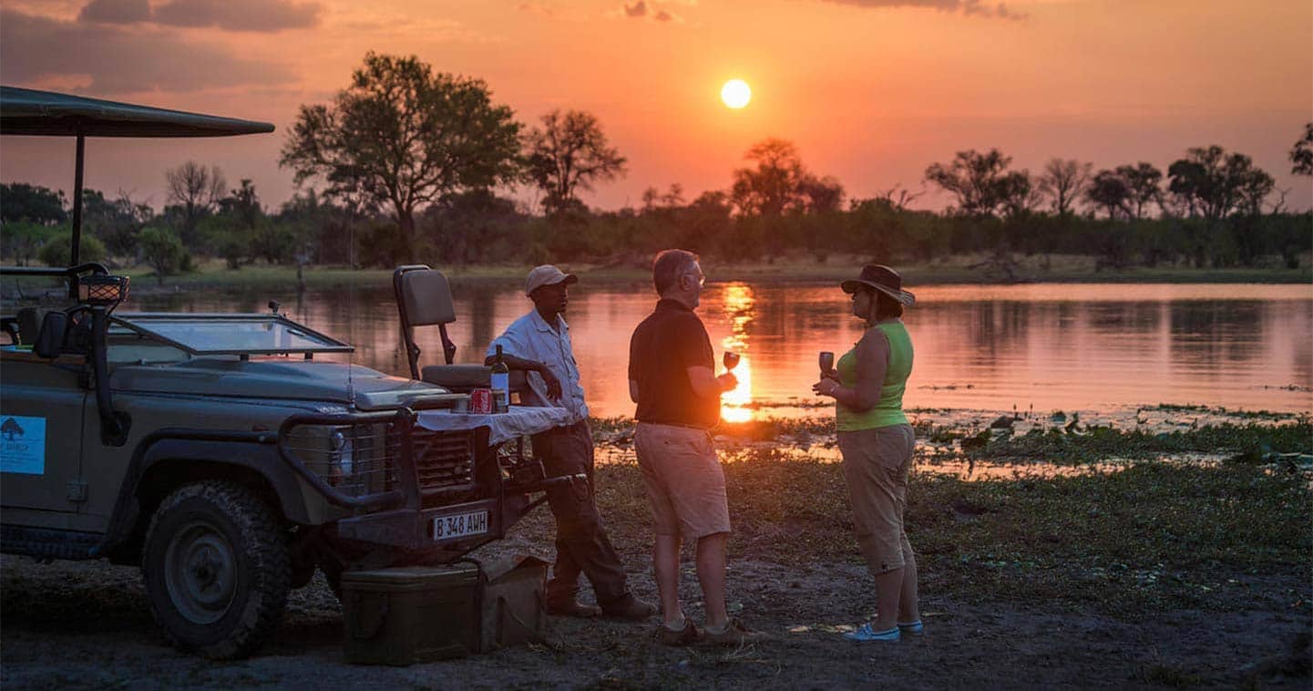 Enjoy the Sunset in Machaba Camp in the Moremi Game Reserve