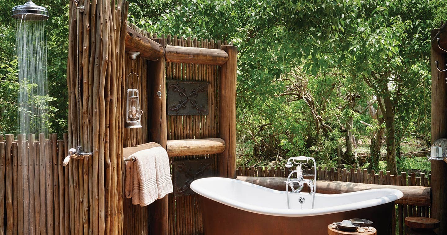 Belmond Khwai River Lodge Outdoor Bathroom in Moremi Game Reserve