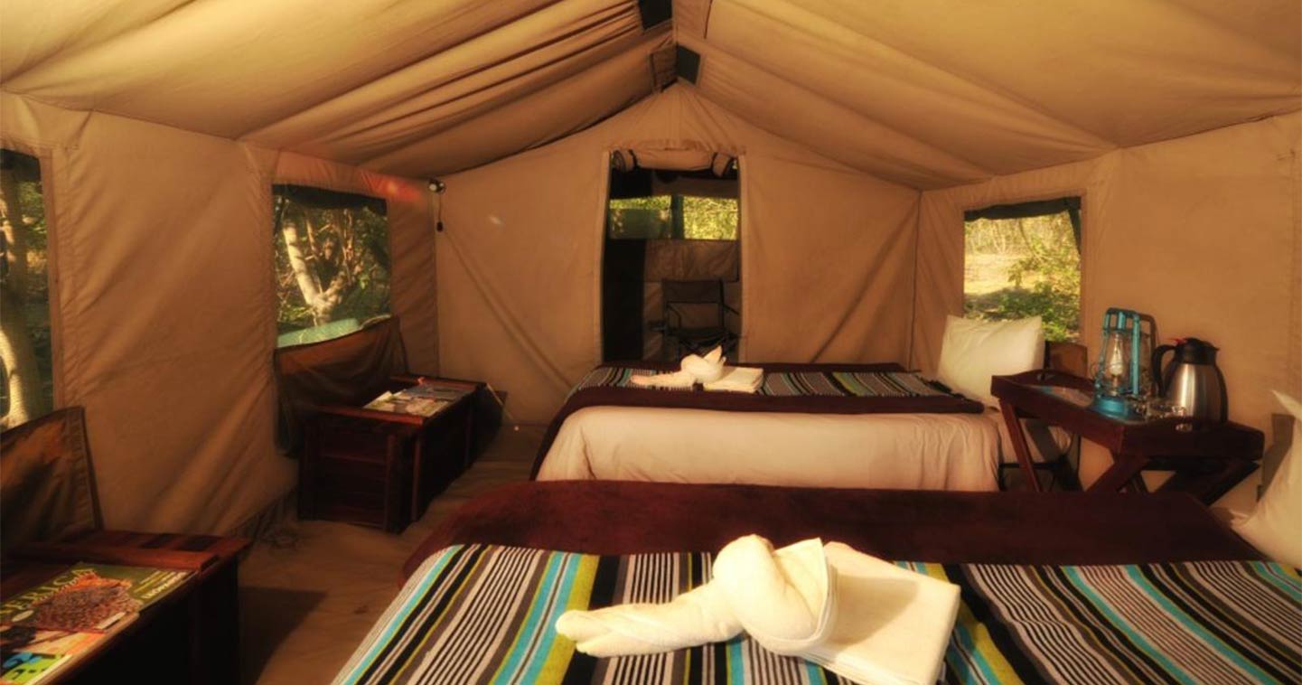 Bedroom at Khwai Tented Camp in the Moremi Game Reserve