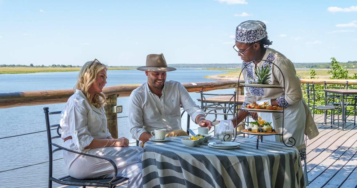 Afternoon tea on the Chobe Game Lodge deck overlooking the river