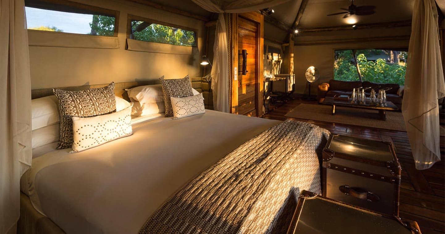 Enjoy a luxury safari at Little Mombo Camp in the Moremi Game Reserve