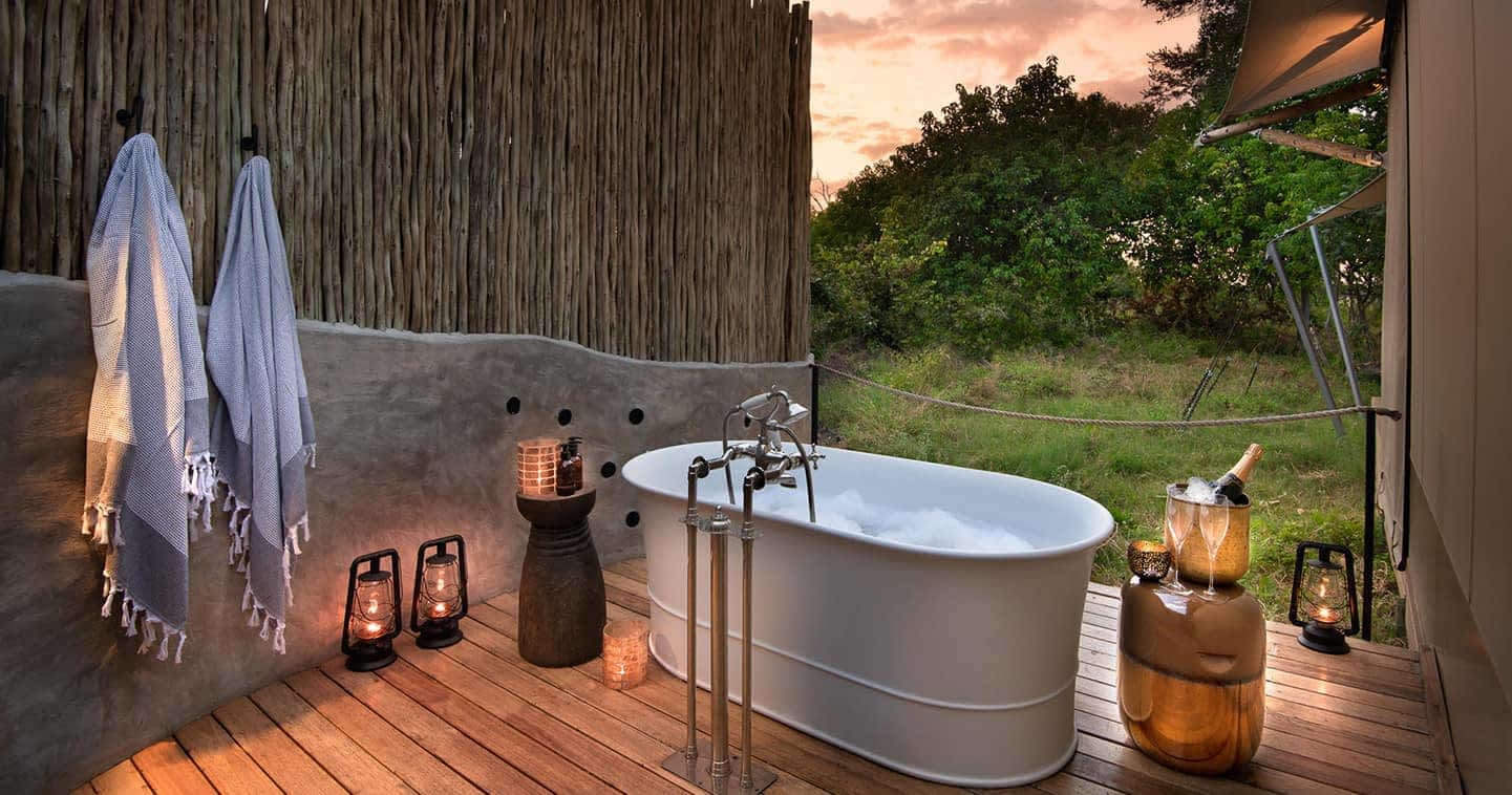 Enjoy a bush bath at Khwai Leadwood Lodge