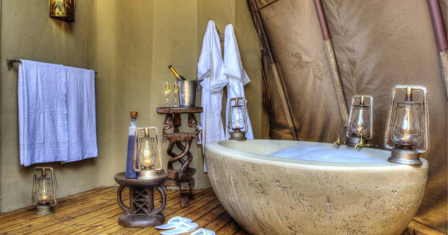 Camp Okuti Bathroom in Moremi Game Reserve