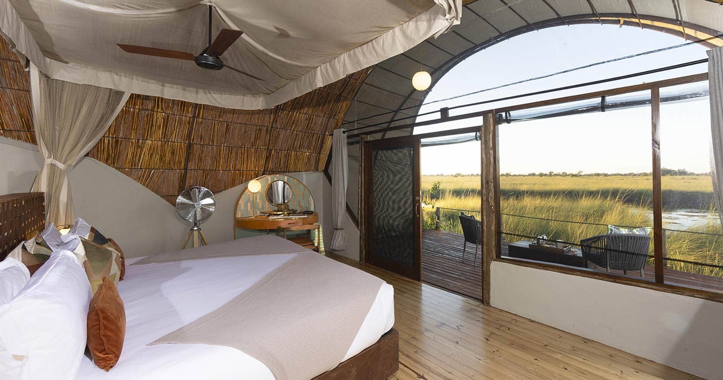 Luxury Safari Bedroom at Camp Okuti in the Moremi Game Reserve