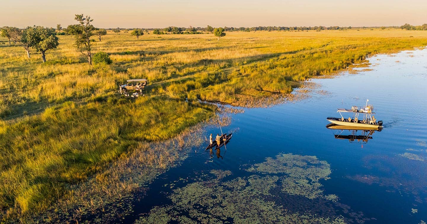 Traditional mokoro safari from Monachira Camp in Moremi Game Reserve