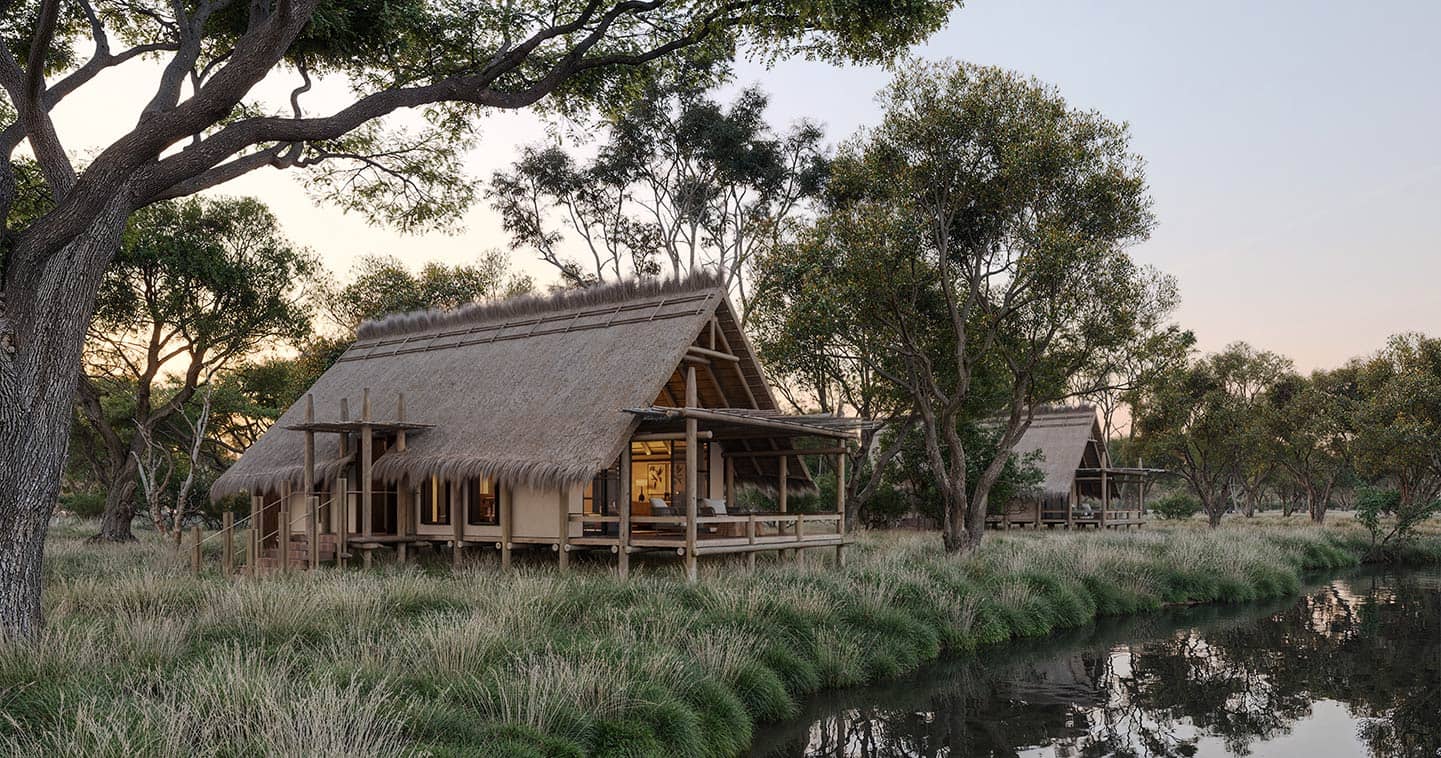 Luxury tented suite at Sediba Sa Rona overlooking the Khwai River in Botswana